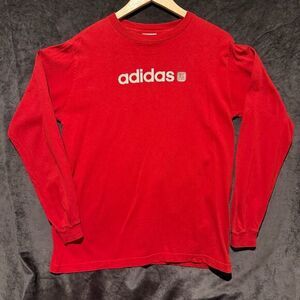 Vintage Adidas Mens Long Sleeve Logo Shirt Size XL Red‎ Athletic Sporty